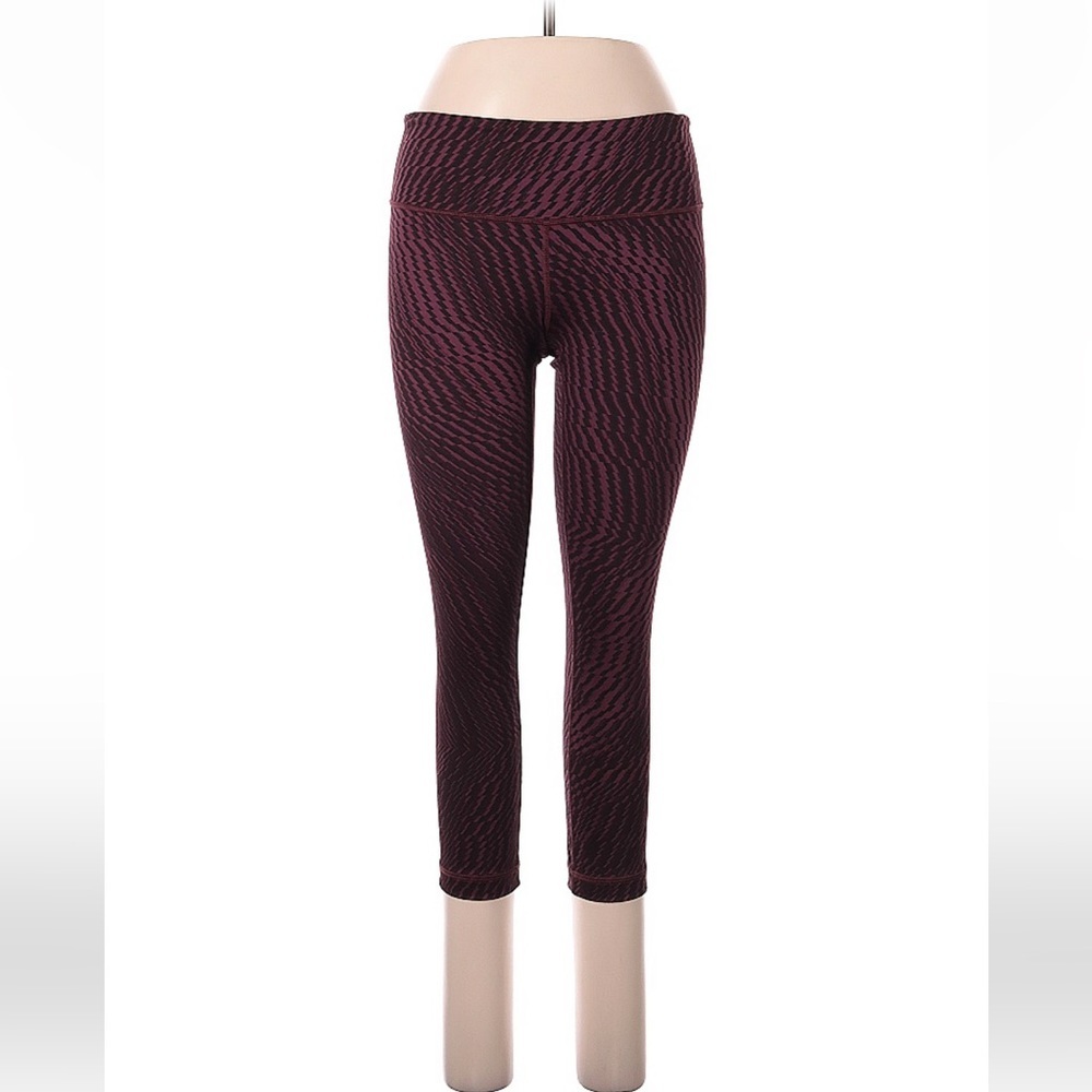 Lululemon maroon geometric print wonder under leggings crop red black US6 - Picture 1 of 13